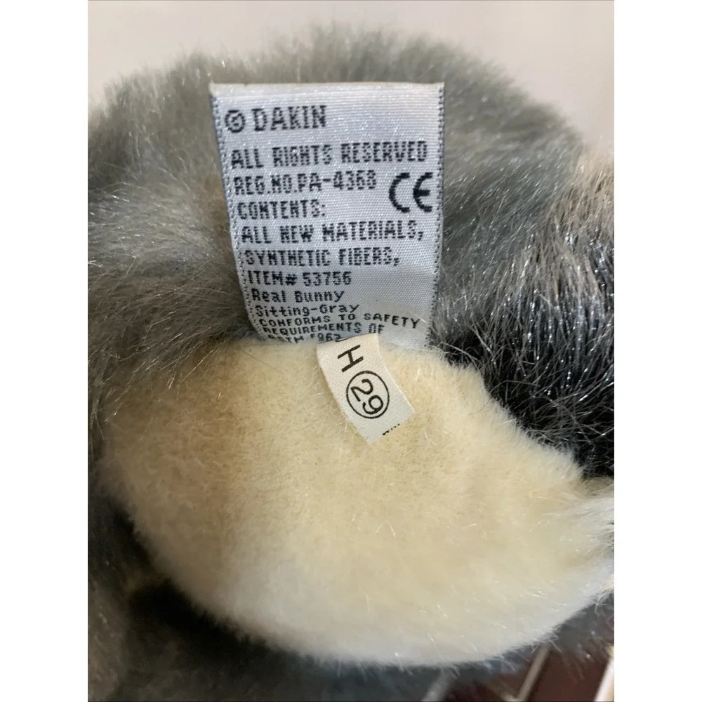 Vintage 19 Dakin Real Bunny Plush Stuffed Animal Gray‎ Ears Soft Father